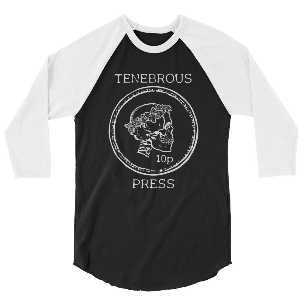 Tenebrous Skull & Laurel - 3/4 Sleeve Raglan - White Logo