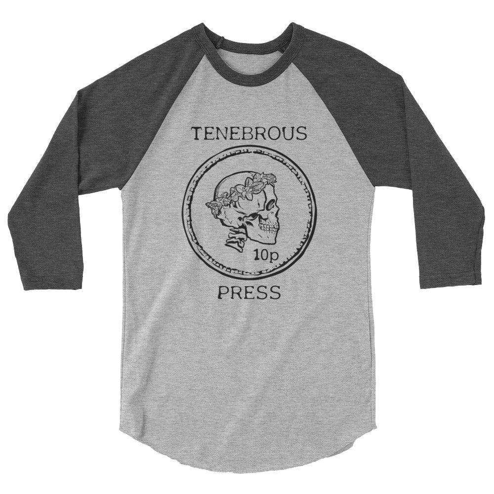 Tenebrous Skull & Laurel - 3/4 Sleeve Raglan - Black Logo