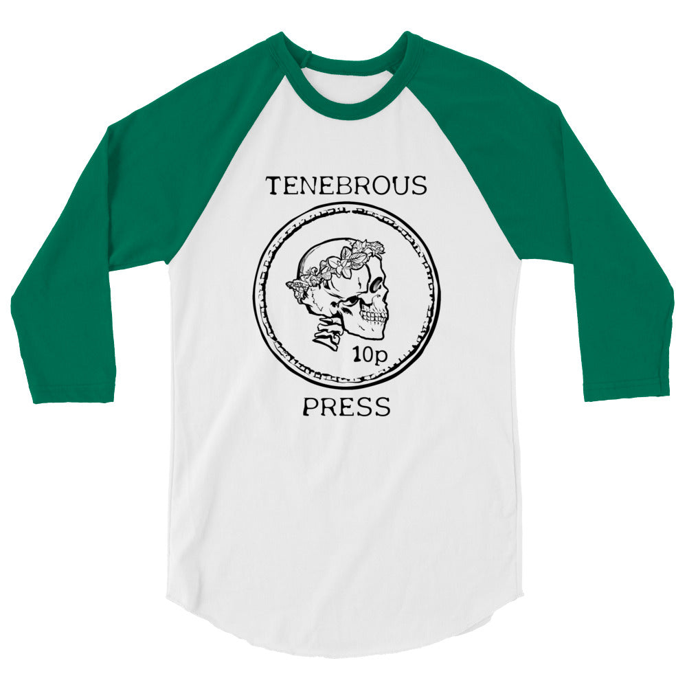 Tenebrous Skull & Laurel - 3/4 Sleeve Raglan - Black Logo