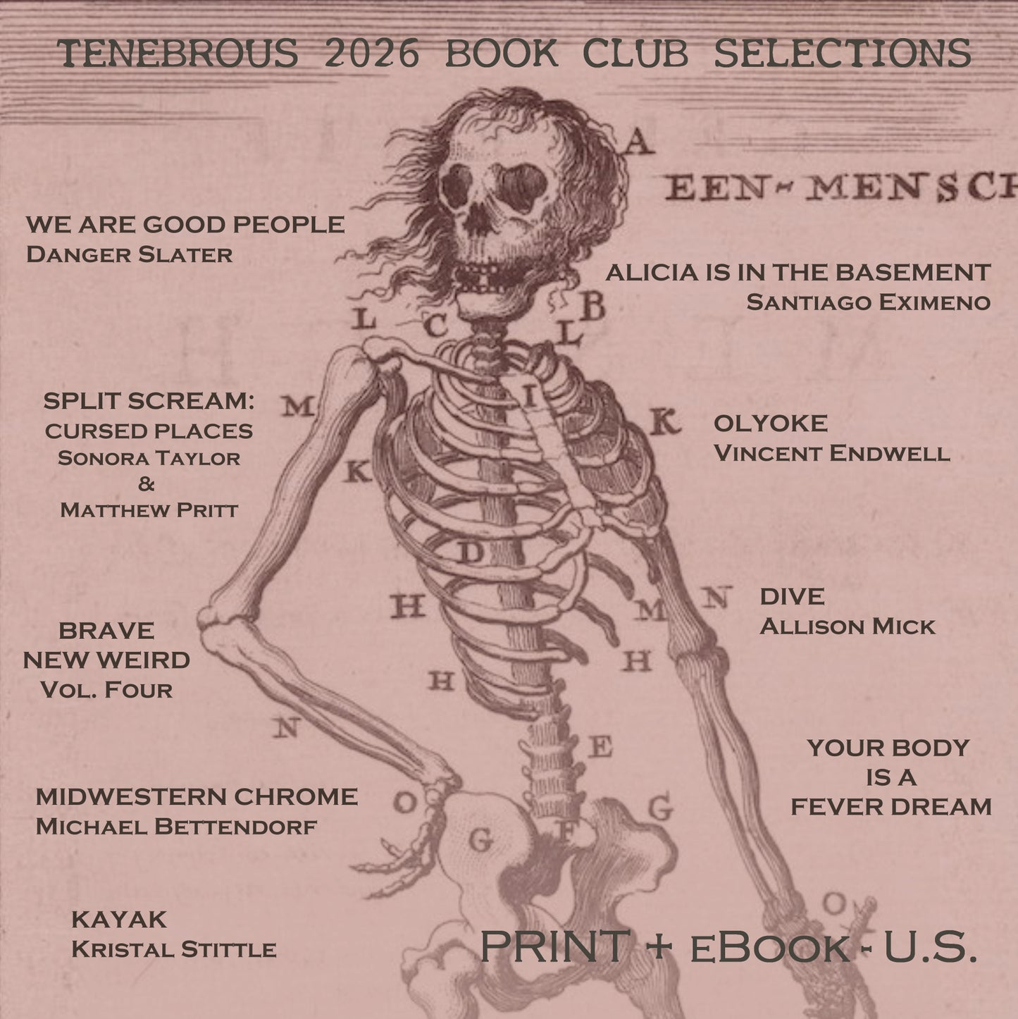 2026 TENEBROUS BOOK CLUB **U.S. Customers** (9 books total, print + eBook) - NO ADDITIONAL SHIPPING CHARGES